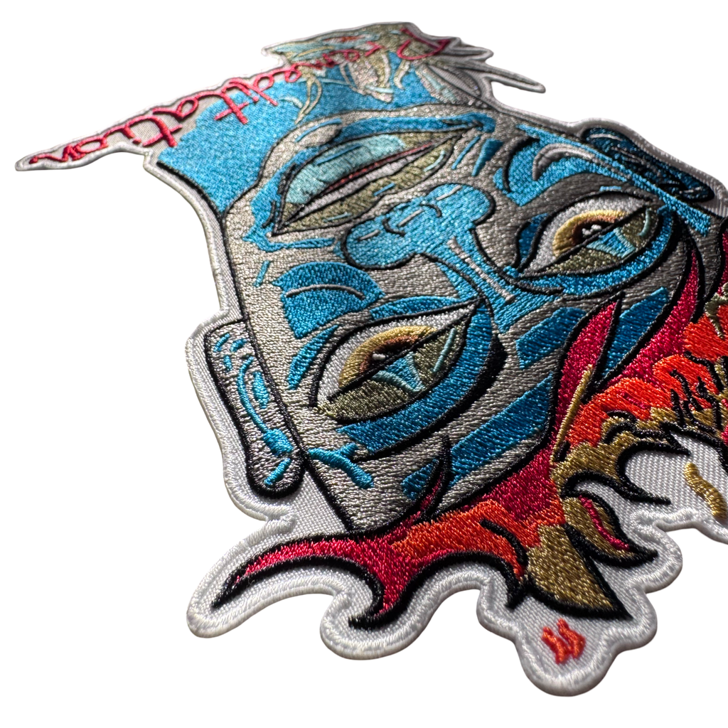 "Premeditation" embroidered patches