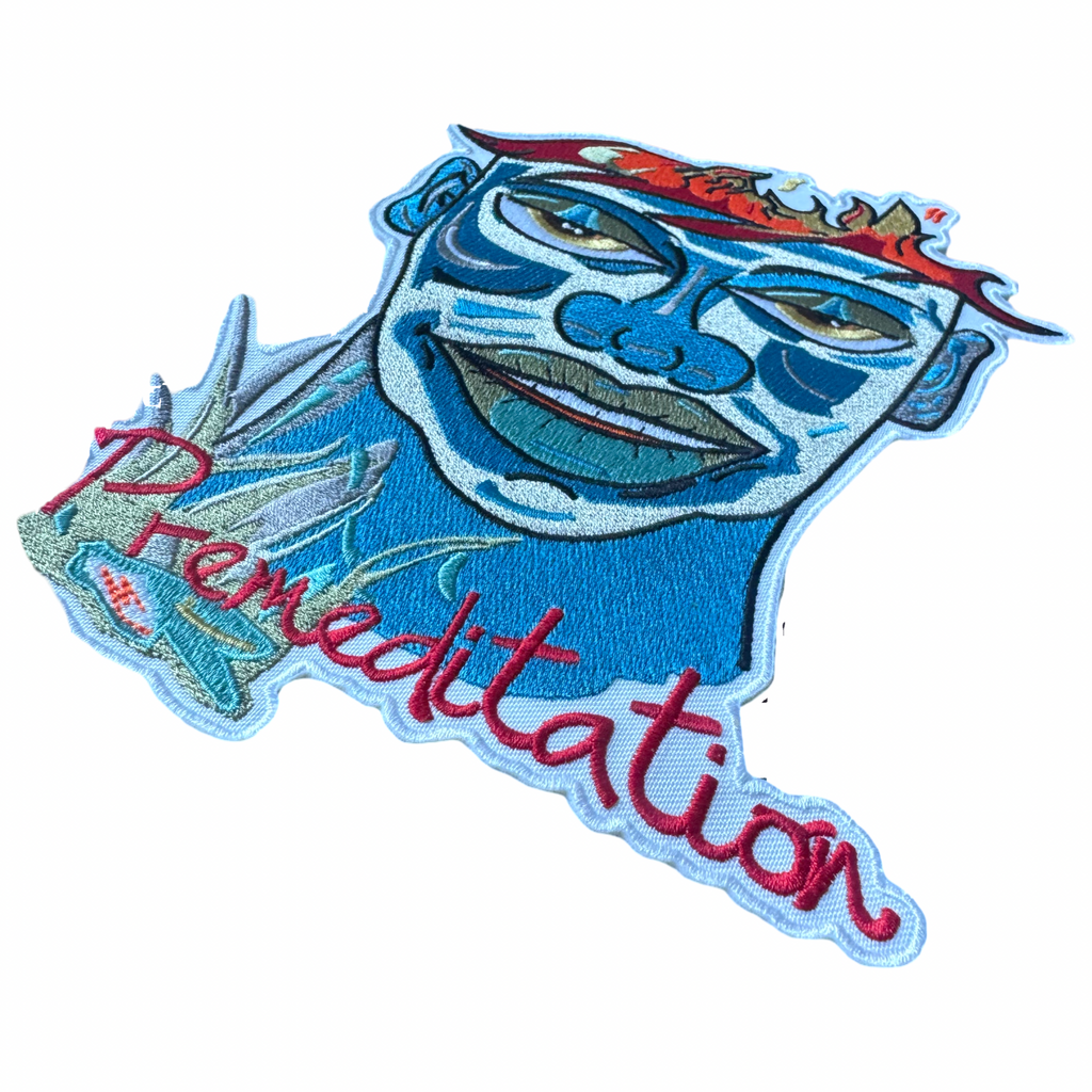 "Premeditation" embroidered patches