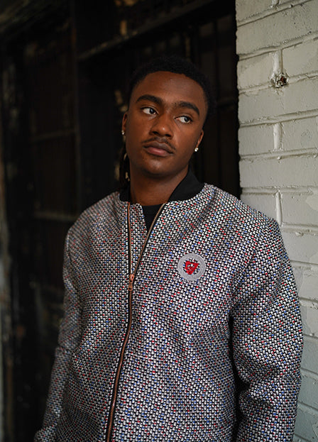 Fishscale Bouclé varsity jacket