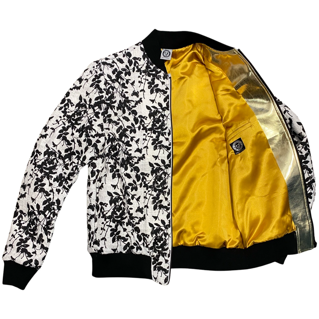 Luxe-Leafy Black & White Bomber