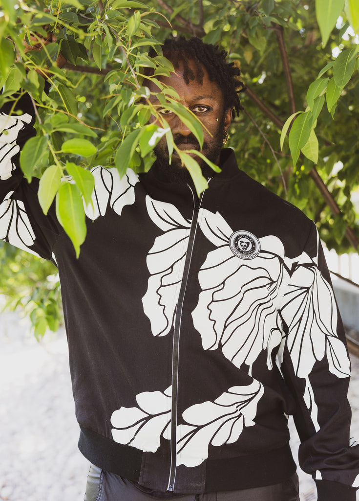 "Sweeping Florals" Black & White jacket