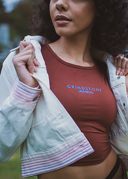 Embroidered Modal crop T-tank