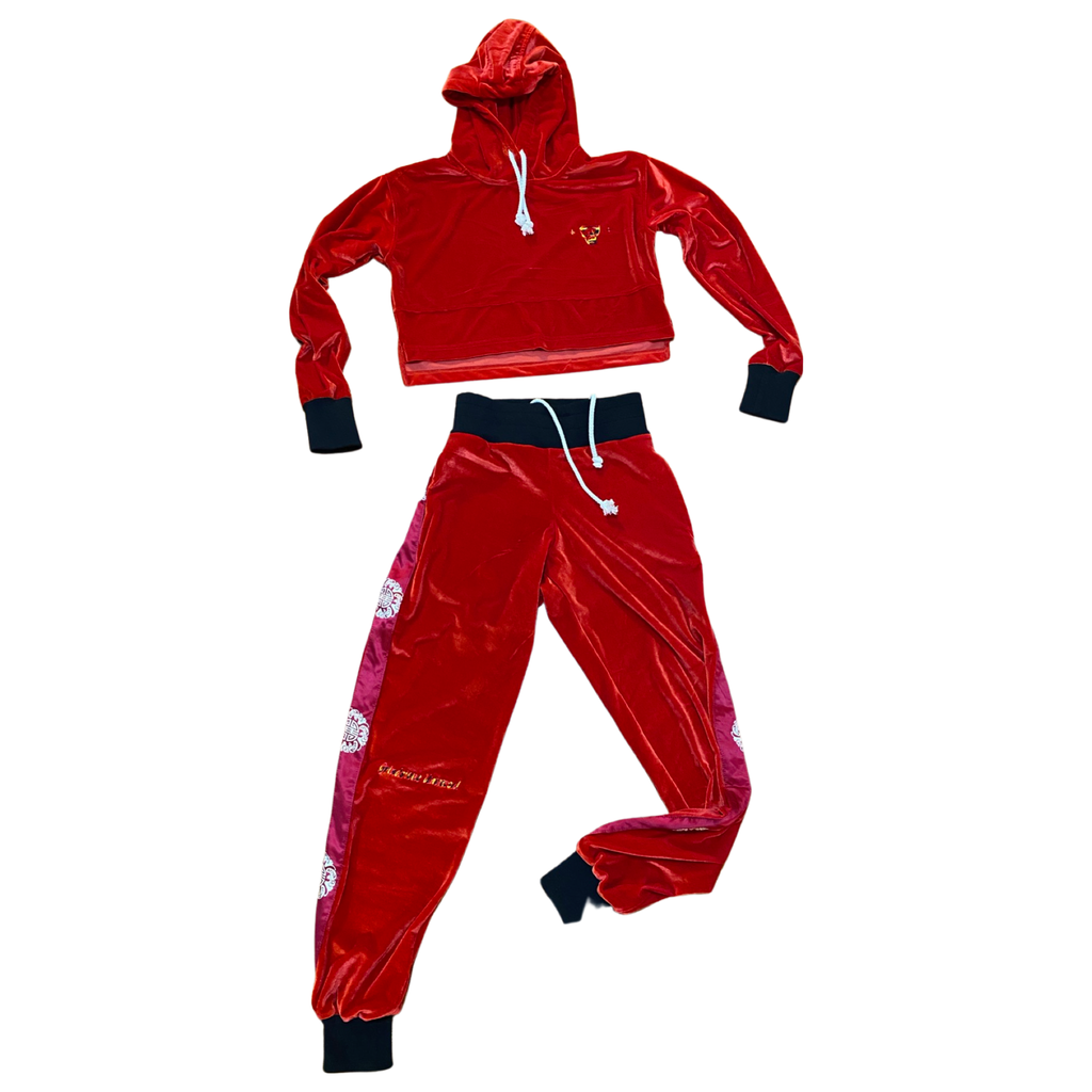 Ladies' Stretch Velvet Hooded Crop set