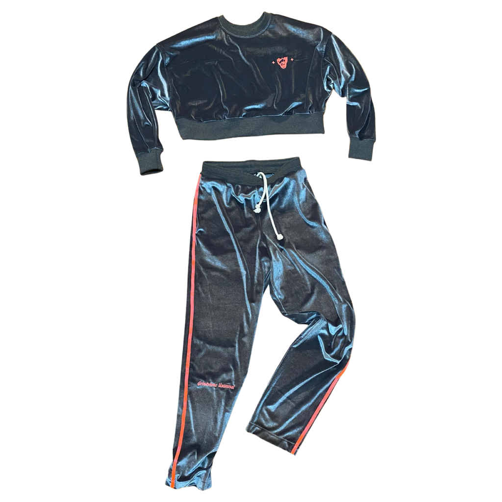 Ladies' Stretch Velvet Crewneck Crop set