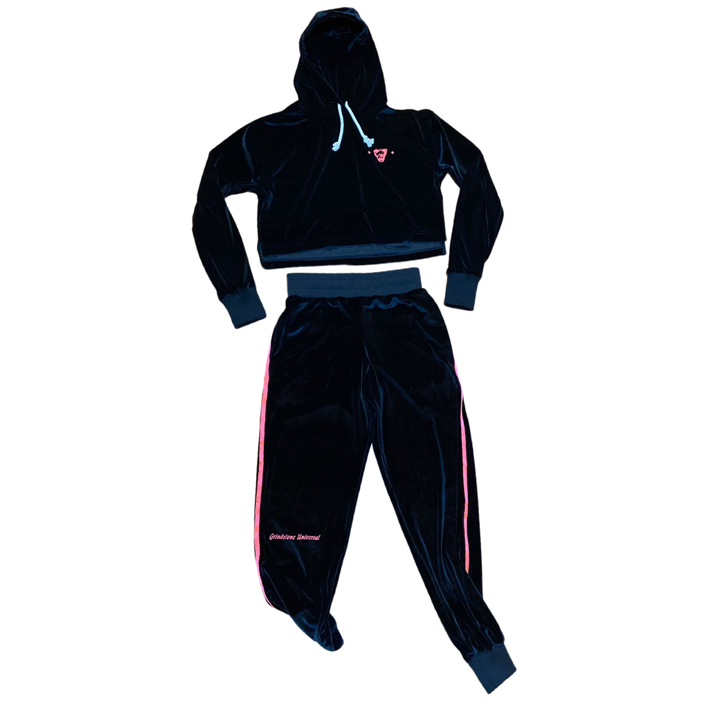 Ladies' Stretch Velvet Hooded Crop set