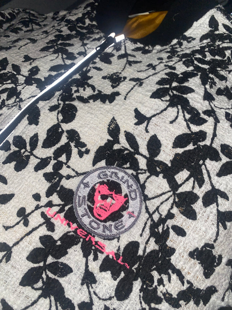 Luxe-Leafy Black & White Bomber