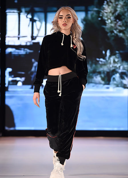 Ladies' Stretch Velvet Hooded Crop set