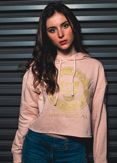 Women’s Pink & Gold logo crop hoodie
