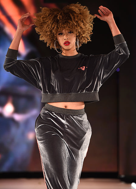 Ladies' Stretch Velvet Crewneck Crop set