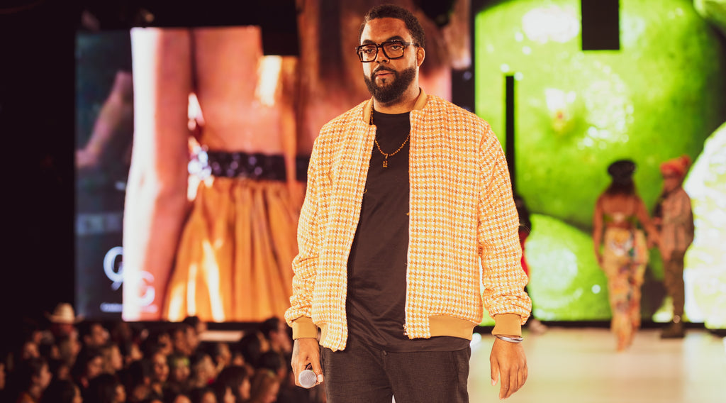 Orange Houndstooth Bouclé Varsity Jacket