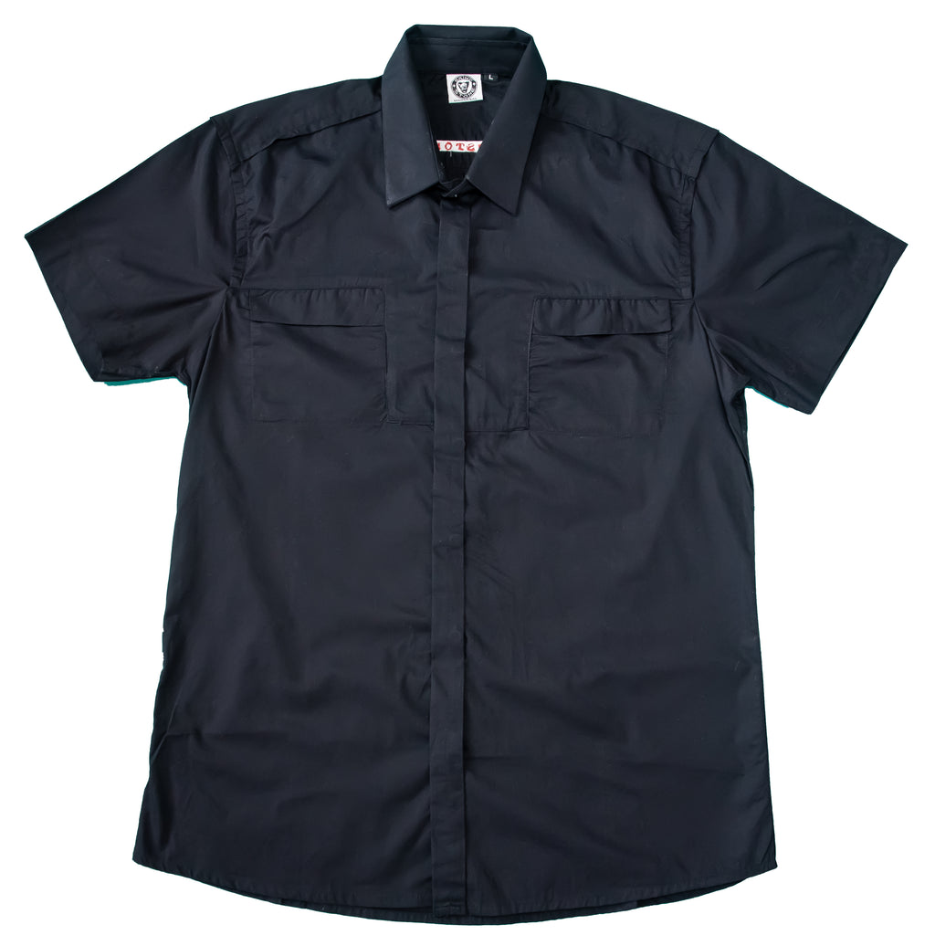 Men's Short Sleeve Button Up: Black, Brown, Purple