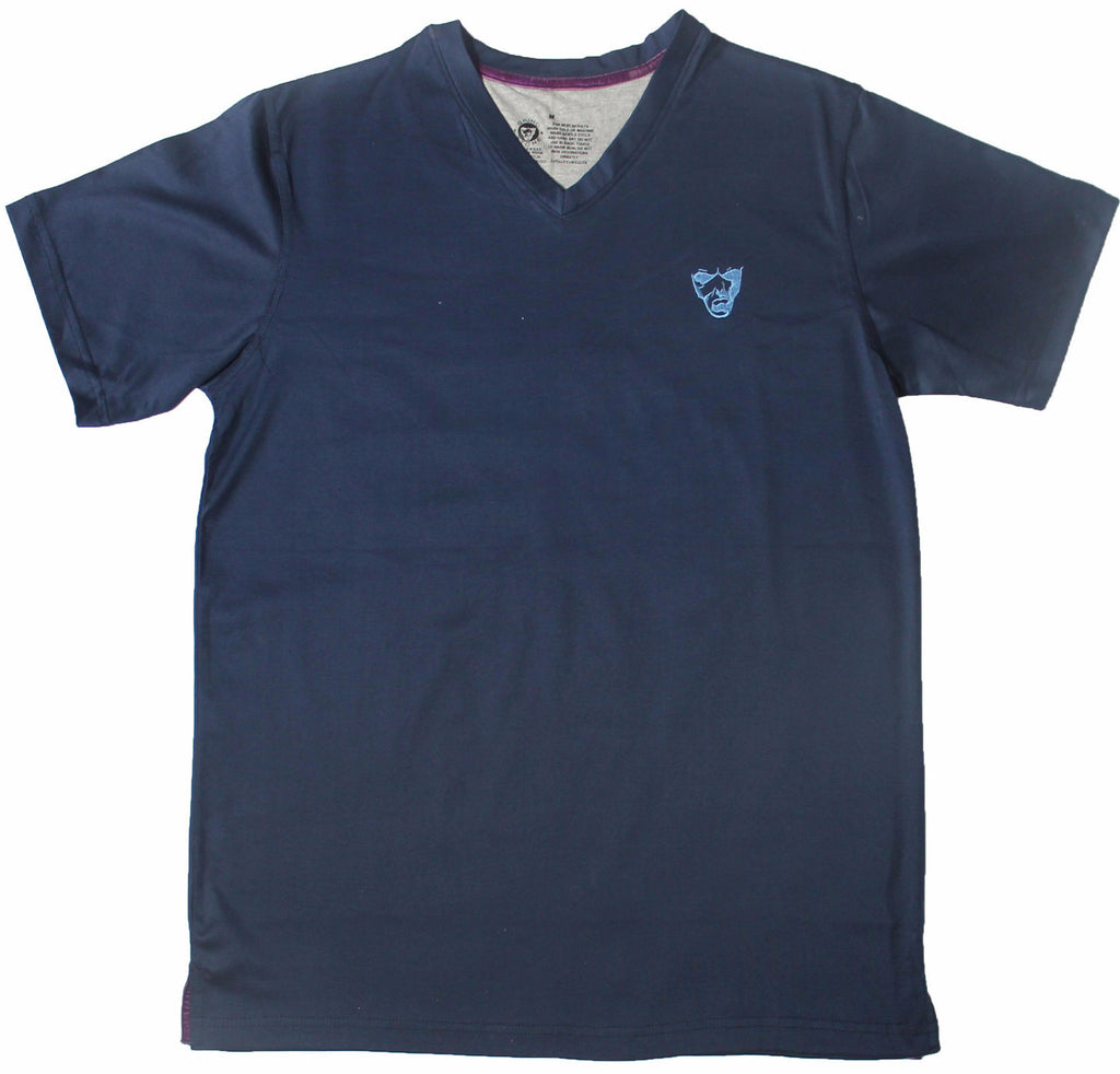 Big Face embroidered Mercerized Men's V-Neck Leisure-T