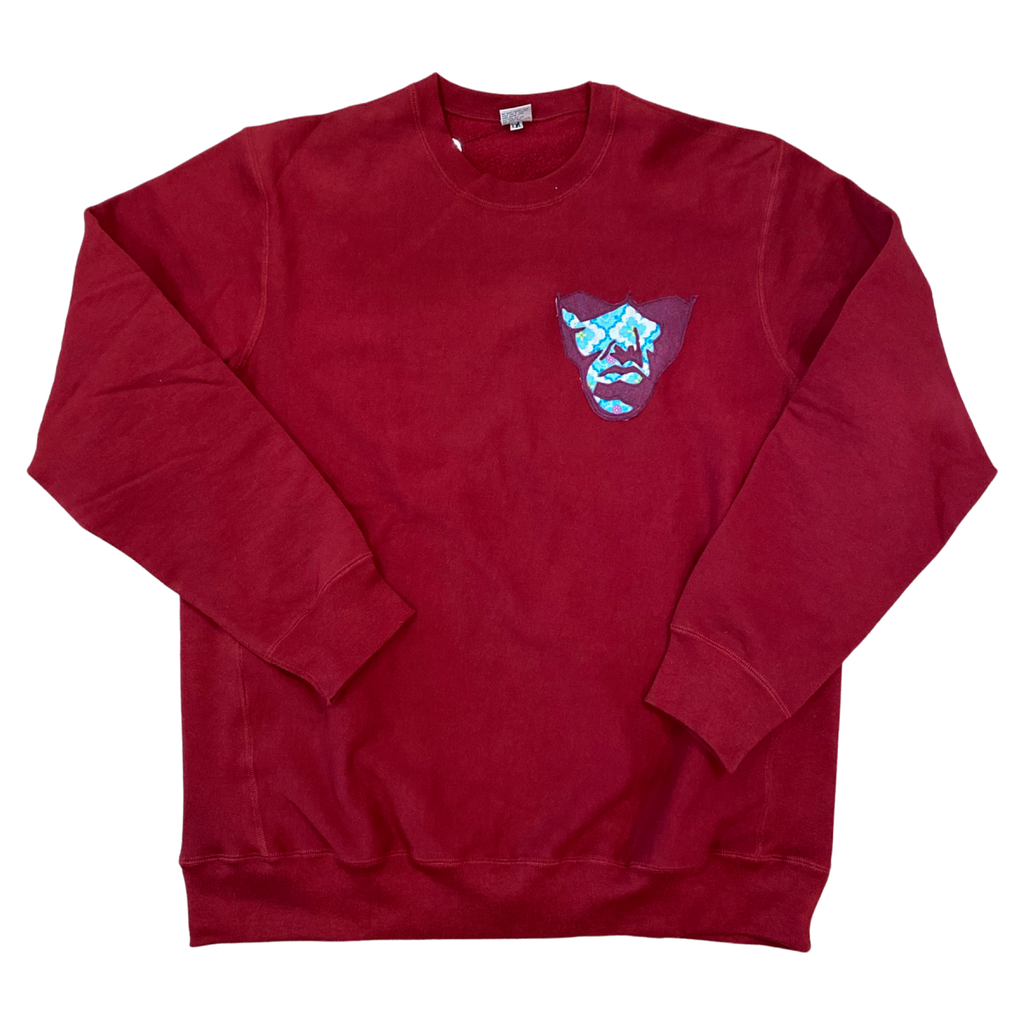 Burgundy 2-tone Big face Crewneck