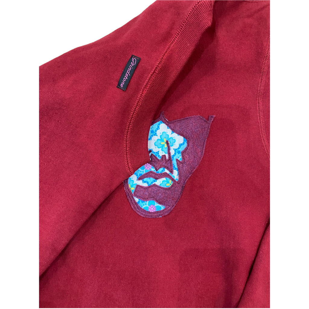 Burgundy 2-tone Big face Crewneck
