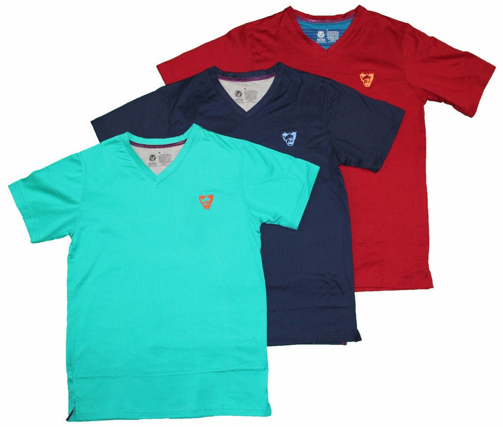 Big Face embroidered Mercerized Men's V-Neck Leisure-T