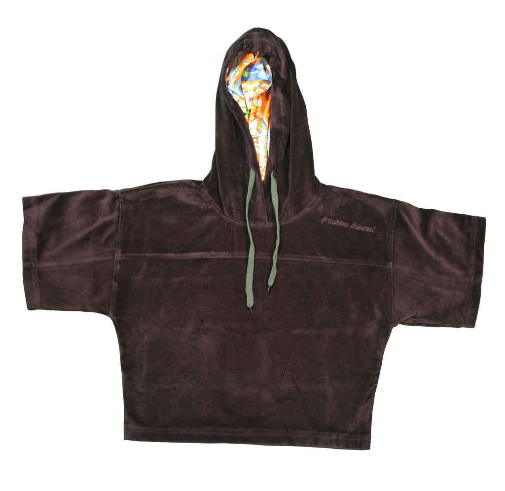 Ladies' Bordeaux Velour Crop Hoodie