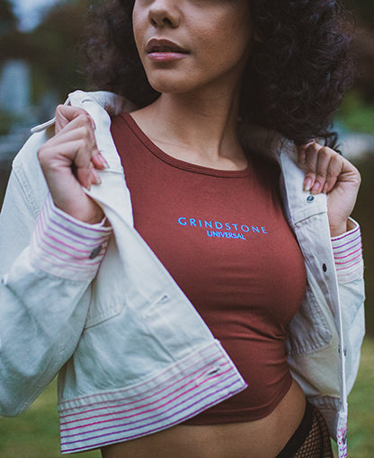 Embroidered Modal crop T-tank