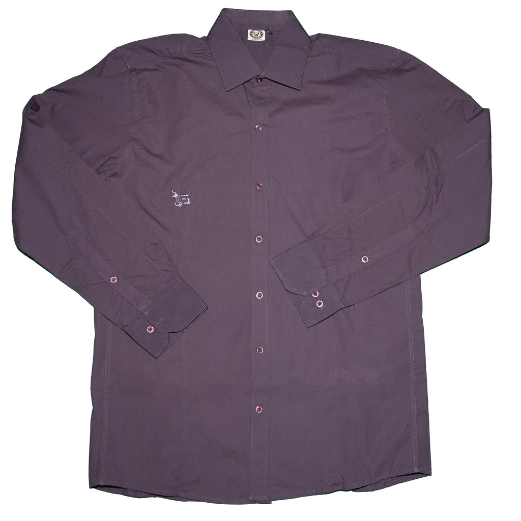 Men's Long Sleeve Button Down : Black, Brown, Purple