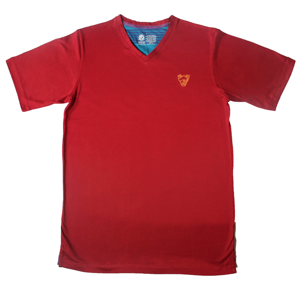 Big Face embroidered Mercerized Men's V-Neck Leisure-T