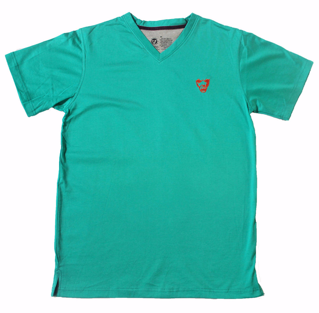 Big Face embroidered Mercerized Men's V-Neck Leisure-T