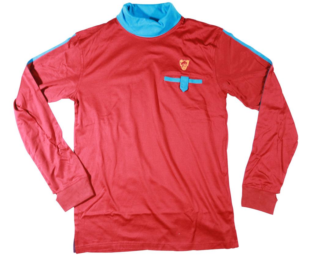 Men's Turtleneck Jersey : cranberry & teal