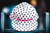 White Polka Dot Snapback Hat w/script