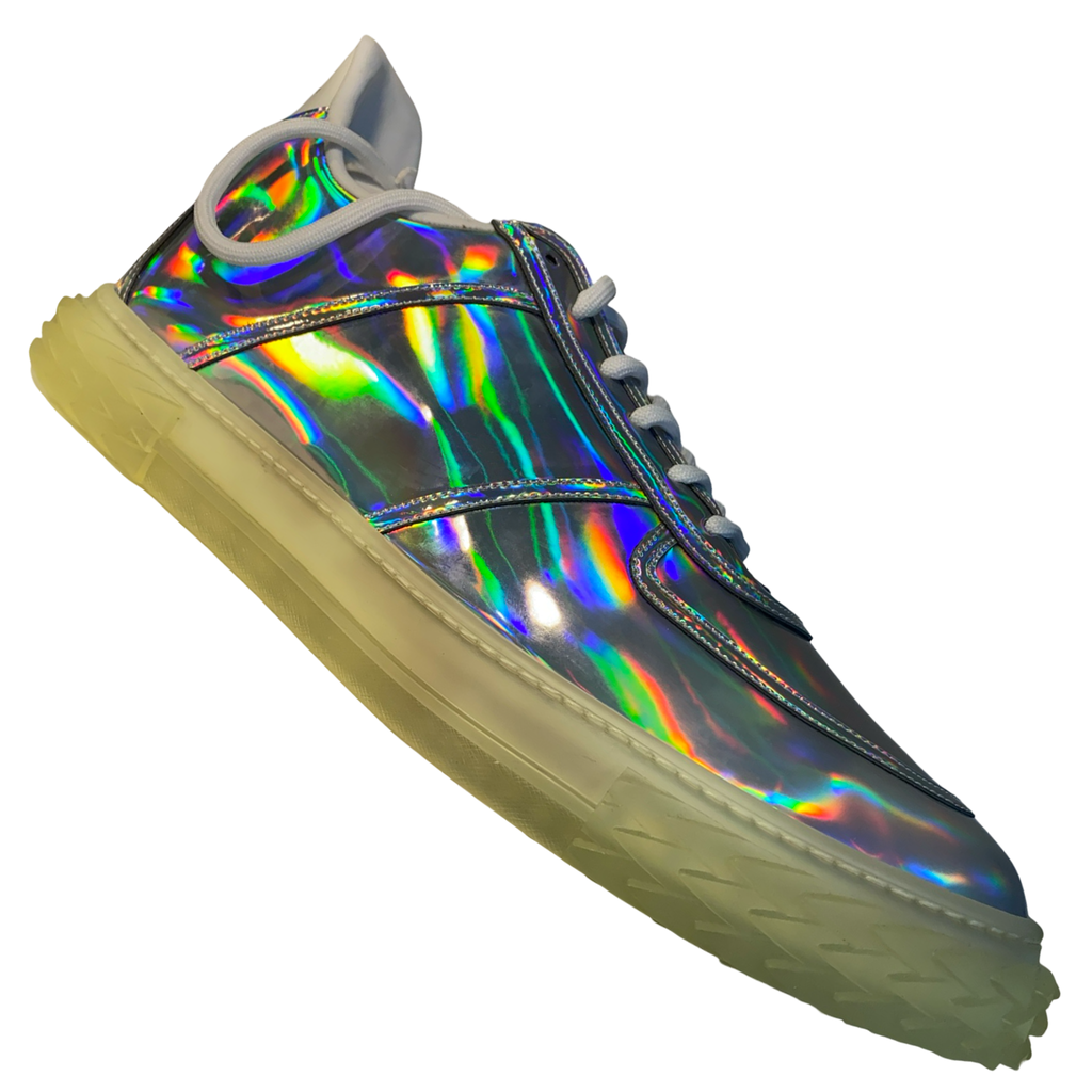 Giuseppe Zanotti Urchin Sneakers — Silver Holographic Iridescent (EU 45.5 / US 12.5)