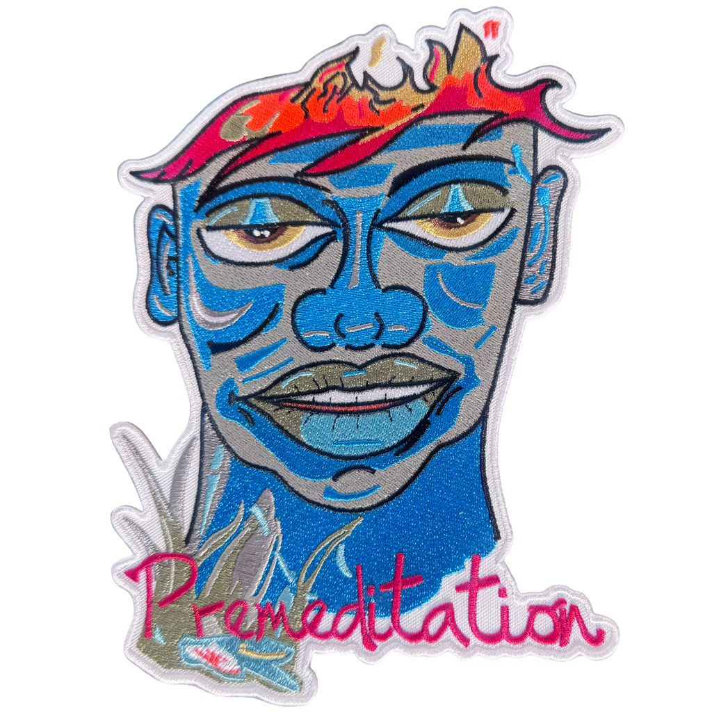 "Premeditation" embroidered patches