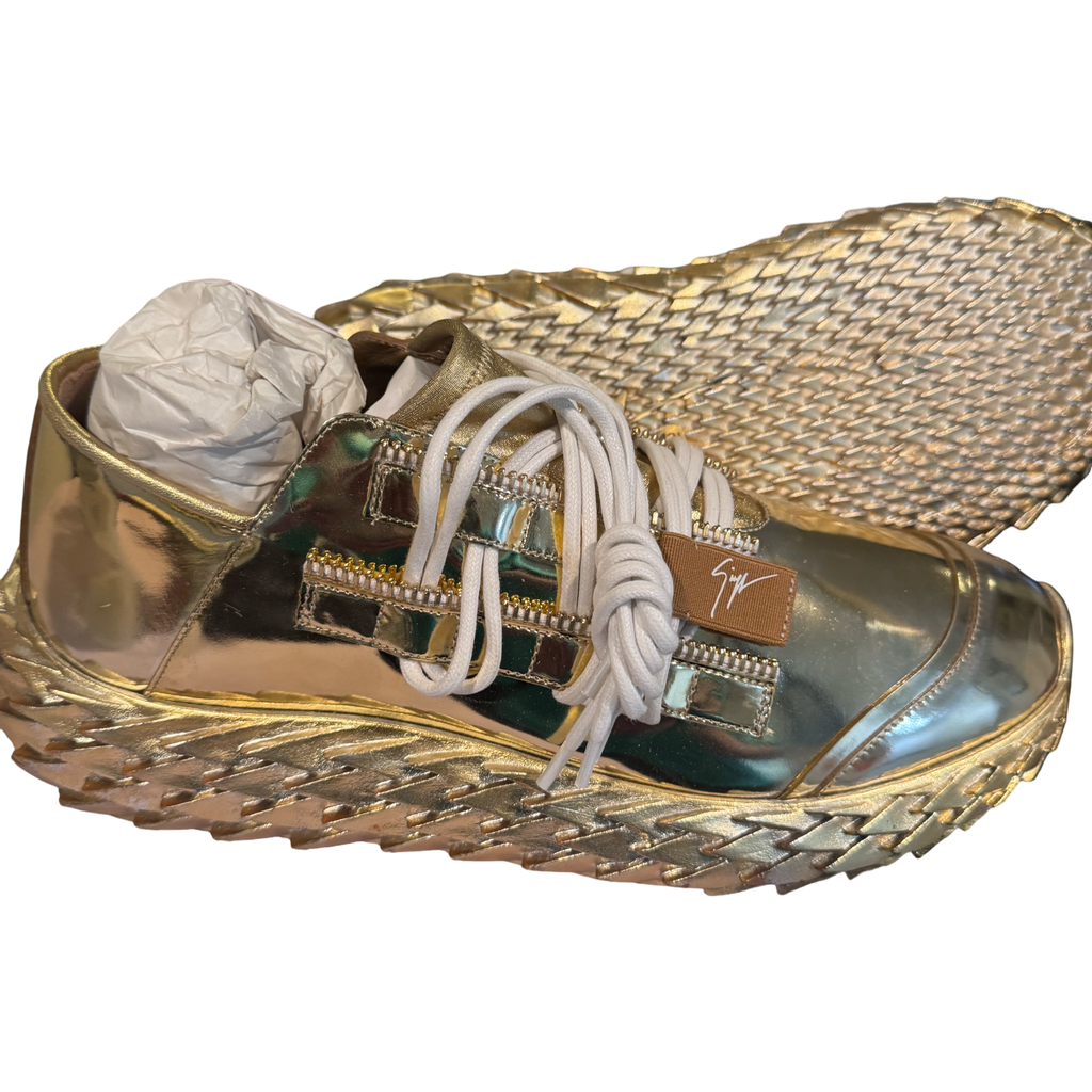 Giuseppe Zanotti Urchin Sneakers — Gold Mirrored Metallic (EU 42.5 / US 9.5)