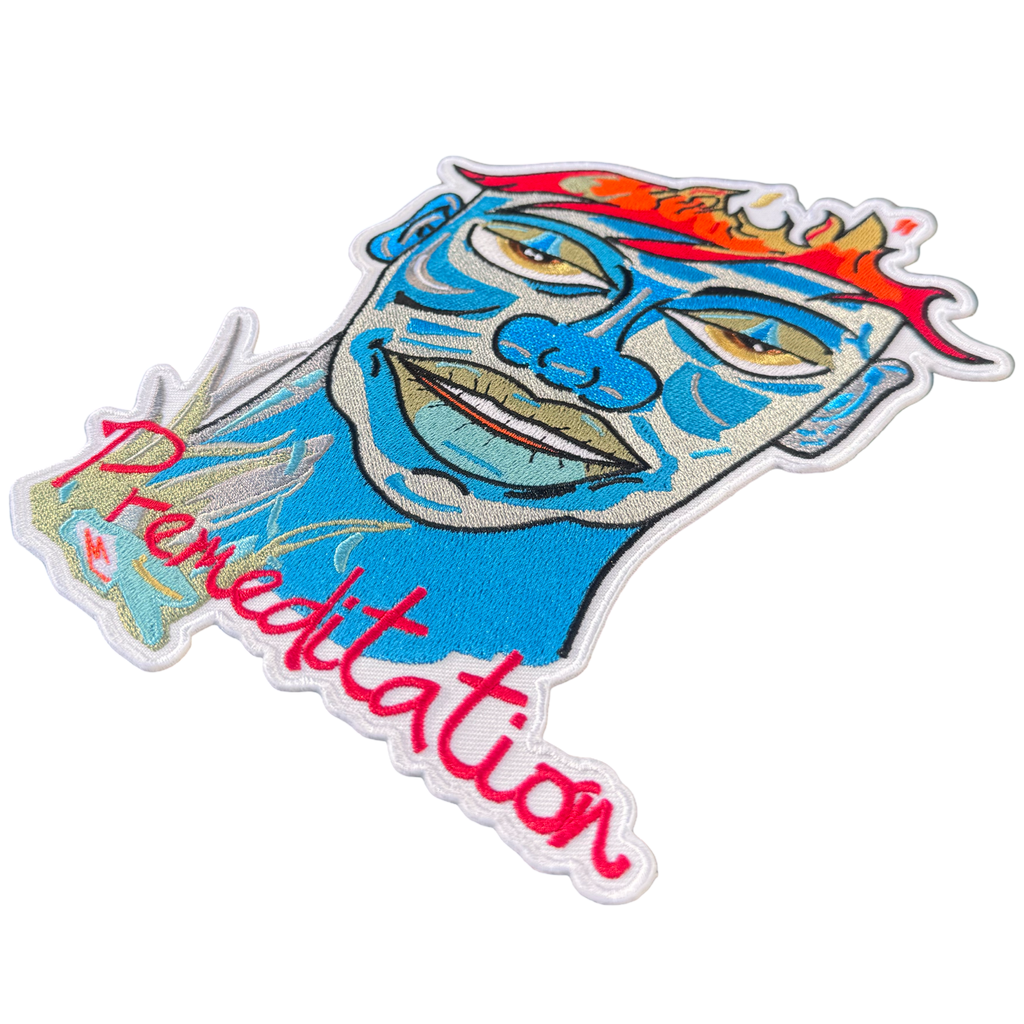 "Premeditation" embroidered patches