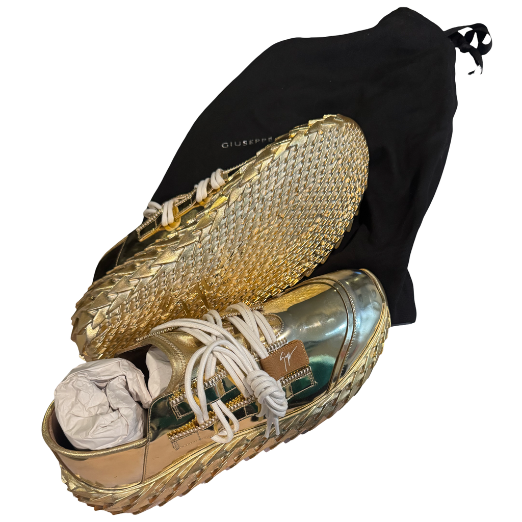 Giuseppe Zanotti Urchin Sneakers — Gold Mirrored Metallic (EU 42.5 / US 9.5)