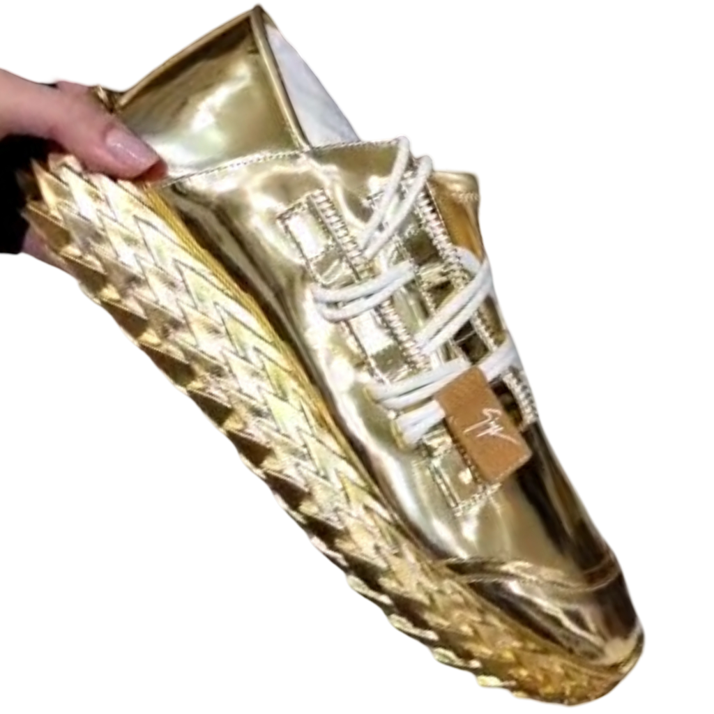 Giuseppe Zanotti Urchin Sneakers — Gold Mirrored Metallic (EU 42.5 / US 9.5)