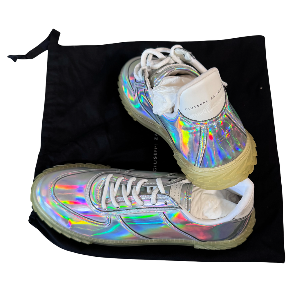 Giuseppe Zanotti Urchin Sneakers — Silver Holographic Iridescent (EU 45.5 / US 12.5)