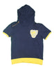 Varsity Big Face Short Sleeve Men's Sweatsuit Hoodie : Navy & Yellow