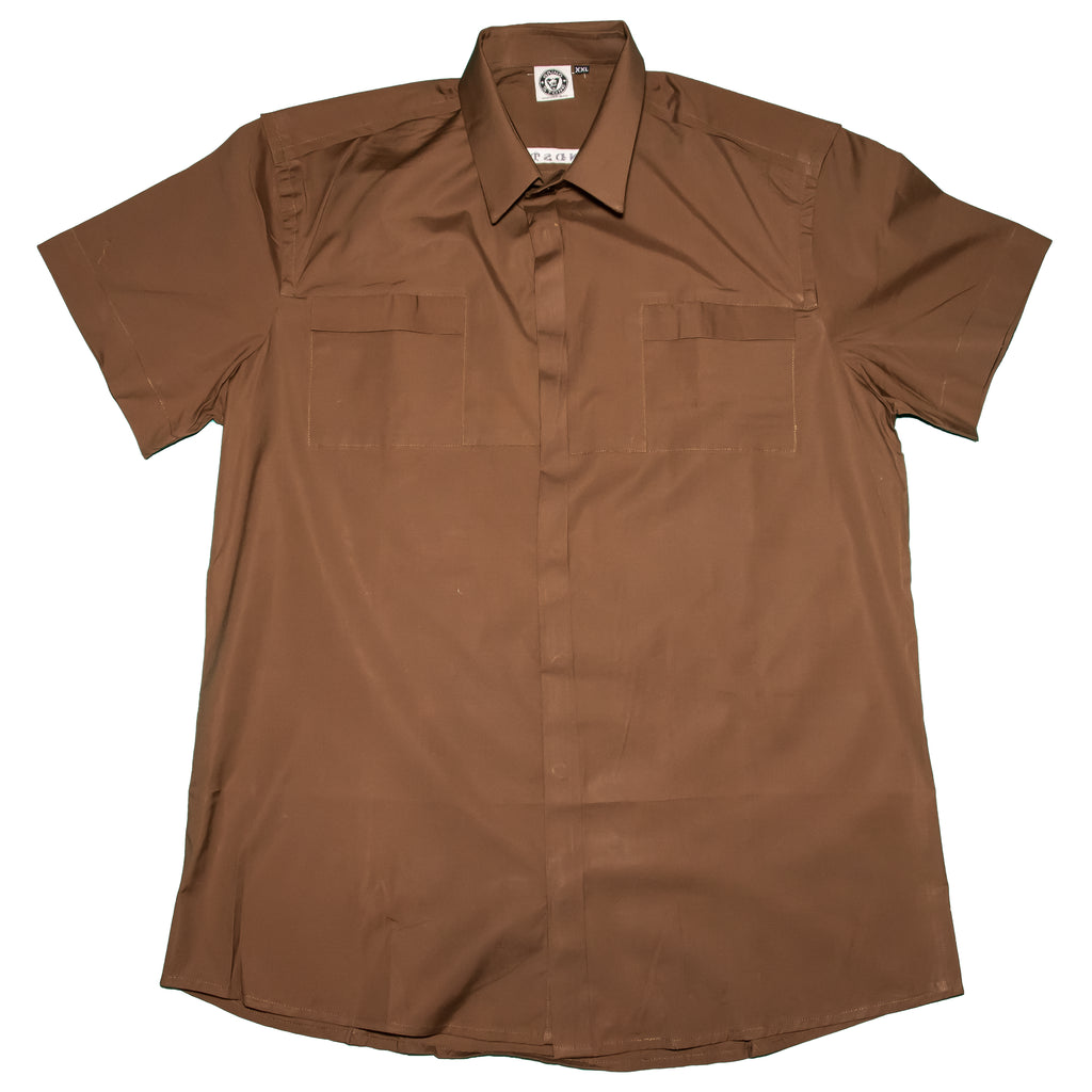 Men's Short Sleeve Button Up: Black, Brown, Purple