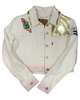 White denim crop gold lapel Rubble Kings jacket #68